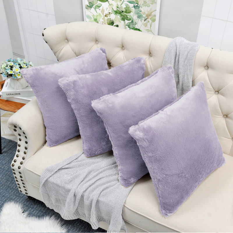 Housse de coussin réversible en fausse fourrure, Brouillard de mer
