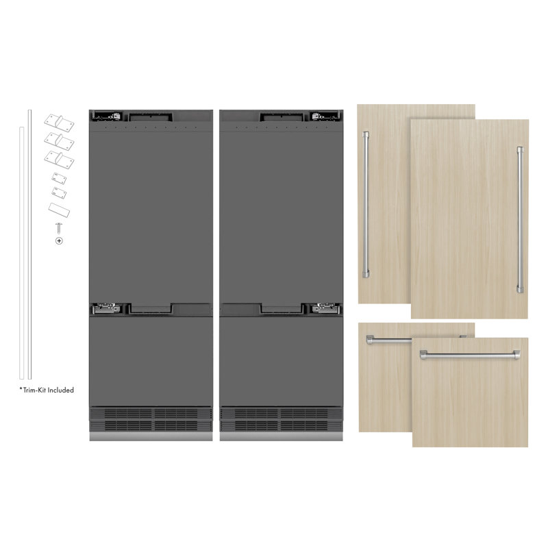 ZLINE 60 in. Panel Ready French Door Built-In Refrigerator with Graphite Gray Interior