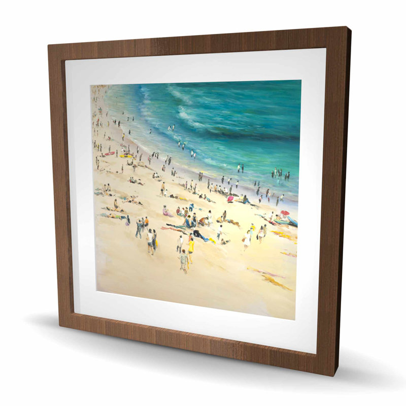 Summer Crowd at the Beach - Turquoise, reproduction encadrée