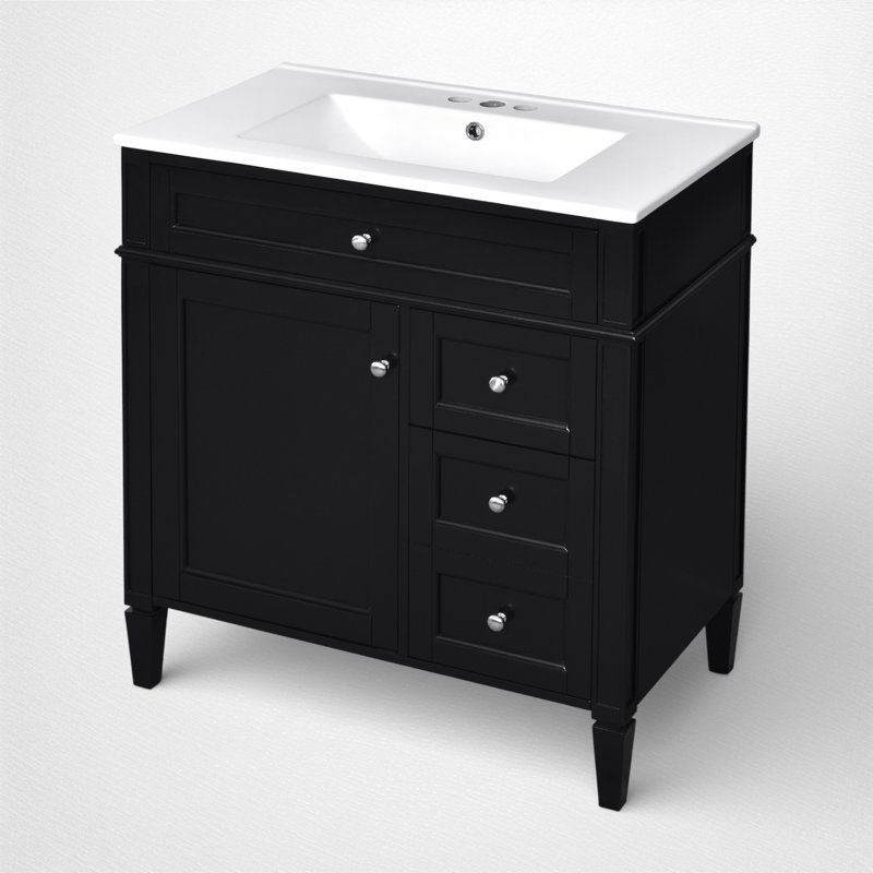 30'' Single Bathroom Vanity With Ceramic Sink Top, Black