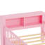 Lit simple rose avec matériaux robustes et options de rangement pour la tête de lit-793962434