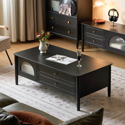 Retro rectangular solid wood coffee table