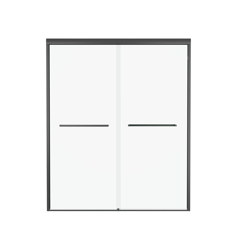 56"-60" W x 72" H Double Sliding Shower Door, Framed Bypass Sliding Door with 1/4'' Tempered Glass, Matte Black, Matte Black