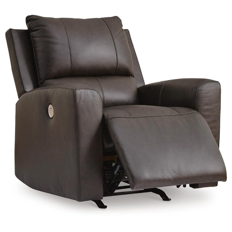 Fauteuil inclinable électrique berçant Andie avec bourre en mousse et cuir gris
