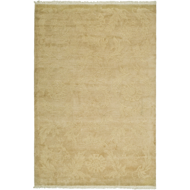 Tapis de couleur unie en laine noué à la main Abdul-Rahim, Rectangle 4pi x 6 pi