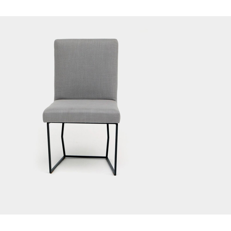 Upholstered Dining Chair, Matte Black, Zinc Linen Blend