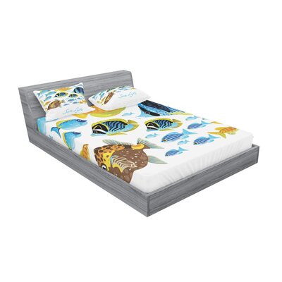 Vivid Underwater Wild Life with Freshwater Tropical Fish Creatures Sea Sheet Set -  East Urban Home, F0C5C61926F94770AAEF0D8970C5466F