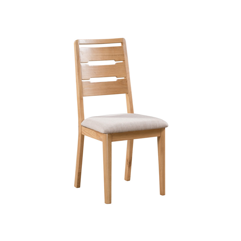 Bruner 48 cm H Upholstered Linen Ladder Back Dining Chair in Brown