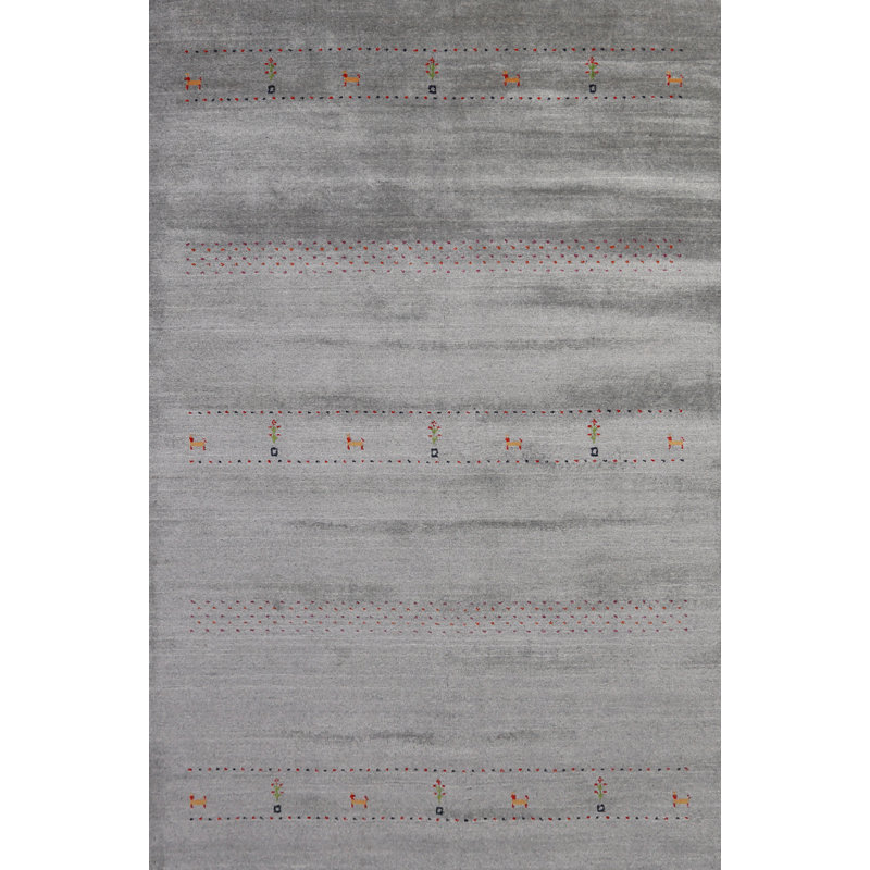 Tapis gris Kathya Gabbeh 5 x 8