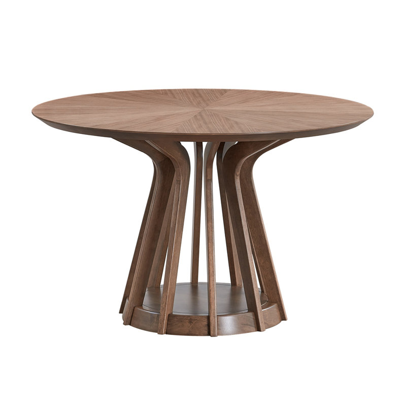 Walnut Finish Round Dining Table