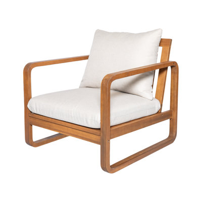 Chaise longue d'extérieur en bois d'acacia avec coussin Nordia Modern Scandinavian