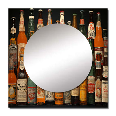 Beer Bottles Collage VIII - Food & Beverage Large Square Mirror Wall Decor For Bedroom