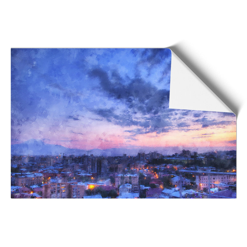 Yerevan Armenia Skyline Painting - Frameless Print, 21cm H x 30cm W x 0.1cm D