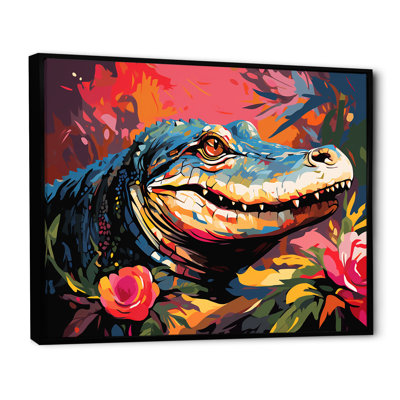 Popart alligator Blooms II - crocodile, art mural