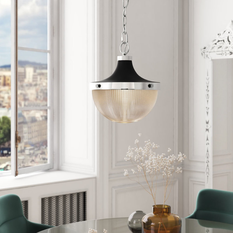 Luminaire suspendu unique à 1 lumière Layla, Nickel poli, H 11,38 po x l 10 po x P 10 po