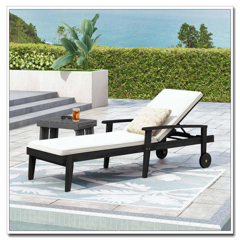 Chaise longue rembourrée, facile à nettoyer et résistante à l'eau, Noir, Blanc