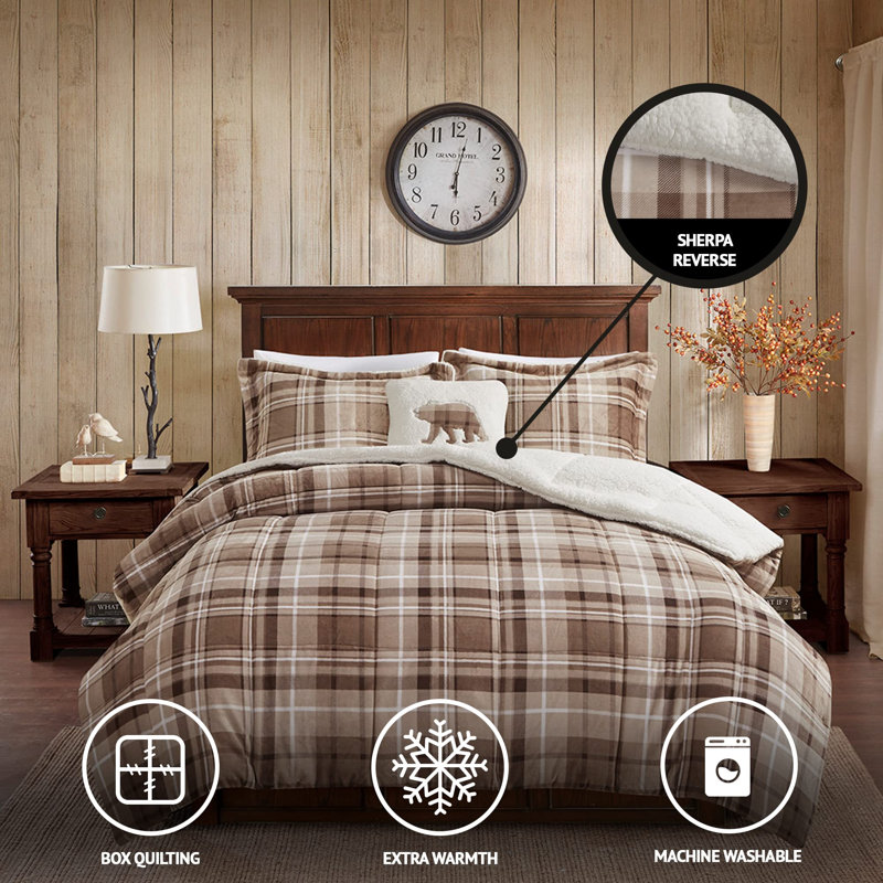 Polyester Plaid Comforter Set