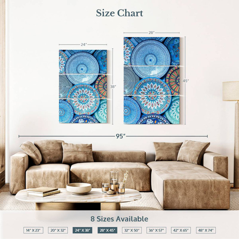 Senne Blue Moroccan Plates, 38" H x 24" W