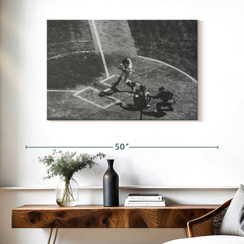 Sireci Black And White Baseball, 26" H x 39" W