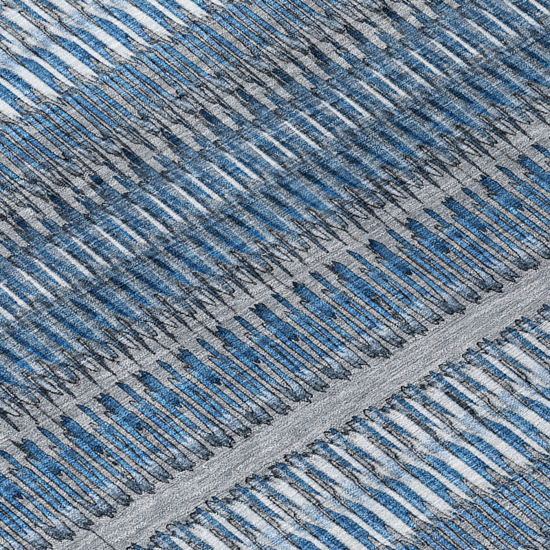 Tapis extérieur lavable rayé bleu et ivoire 3 pi x 5 pi