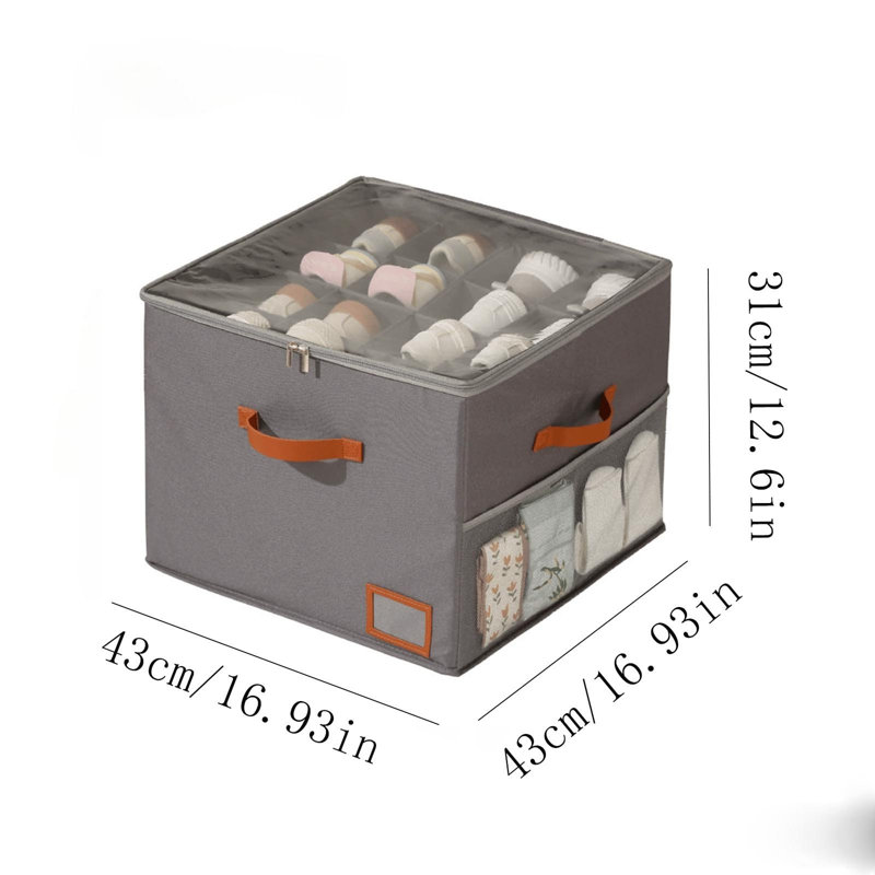 Large Capacity Shoe Cabinet Storage Box Foldable Shoe Storage Basket, Gray