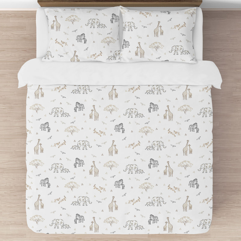 Serengeti Animals Full Microfiber Comforter Set in Black and Beige