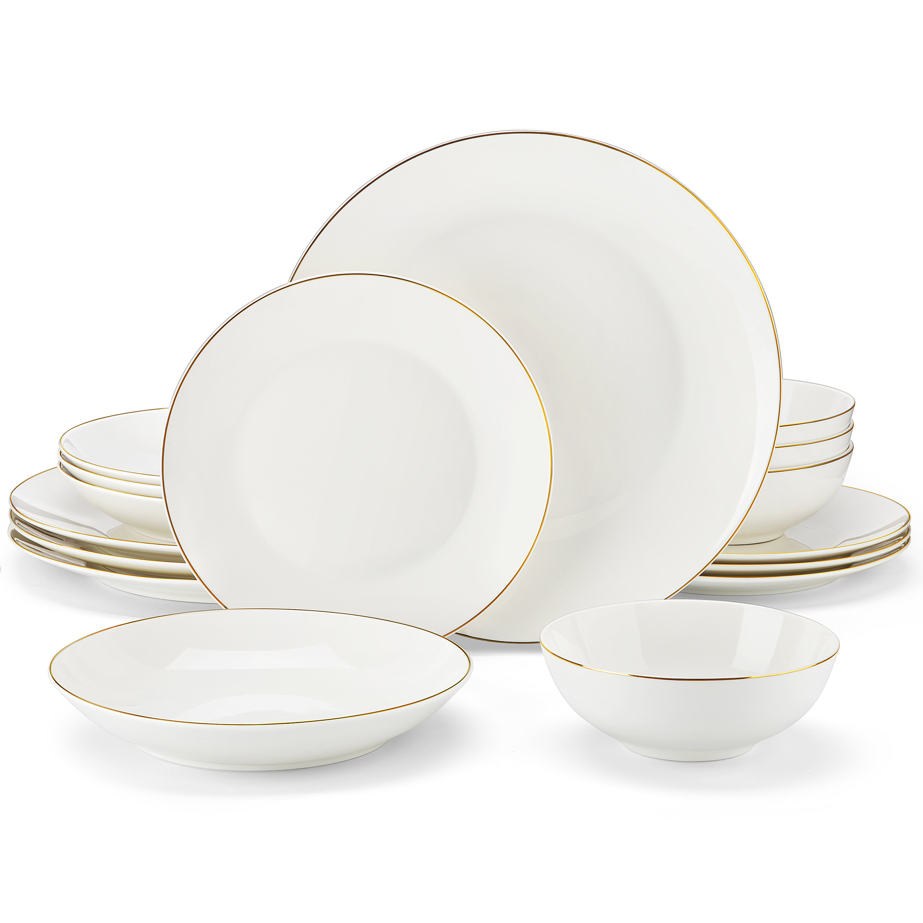 Luxury Bone China Tableware Set, White and Black Porcelain Kitchen