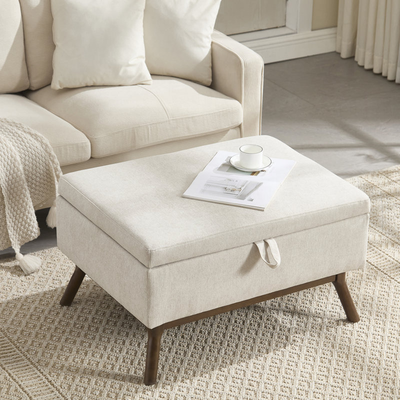 Table basse avec rangement, repose-pieds, Beige