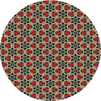 Rouge géométrique/Tapis décoratif noir