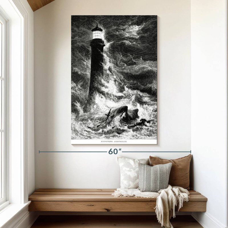 Phare d'Aletra dans la tempête, H 51 po x l 34 po