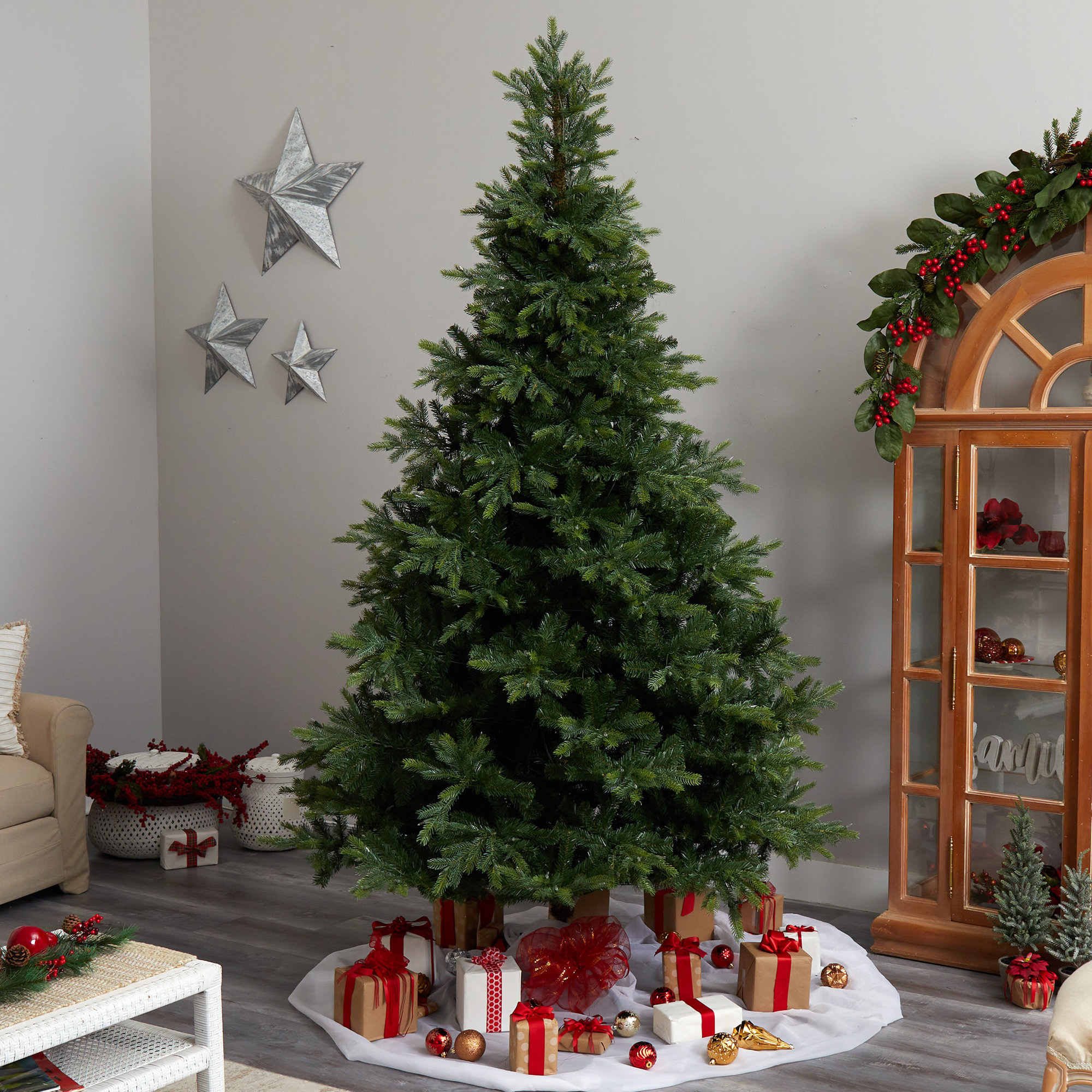 Lighted Artificial Spruce Christmas Tree, 9' H