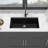 Quartz Kitchen Sink - 32" X 19" X 9.65" Black Granite Composite Workstation Undermount Kitchen Sink-123477642