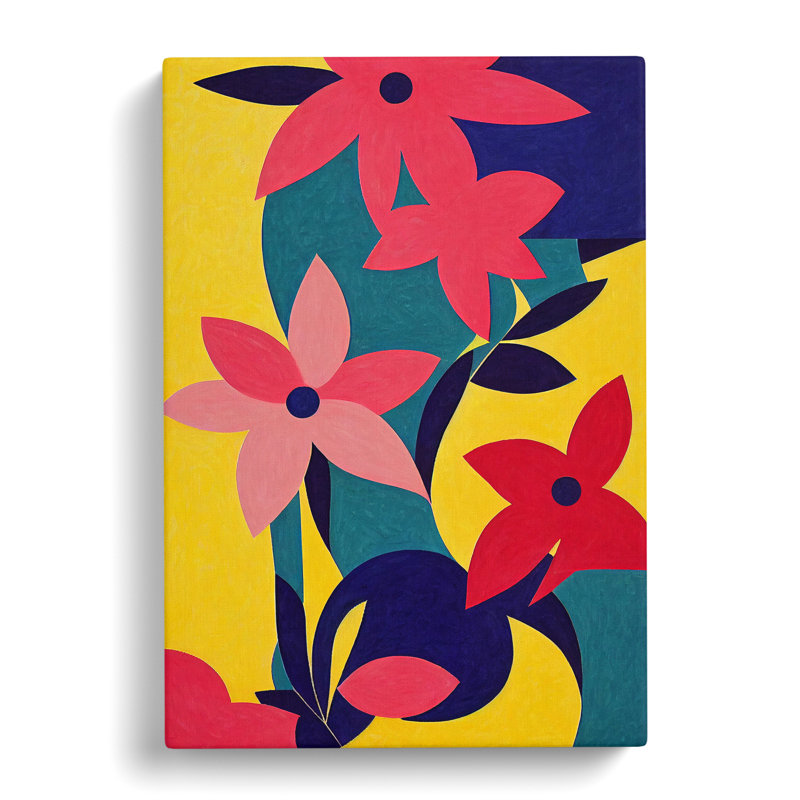 Abstract Flowers Art No.4 - Wrapped Canvas Print, 76cm H x 50cm W x 3cm D
