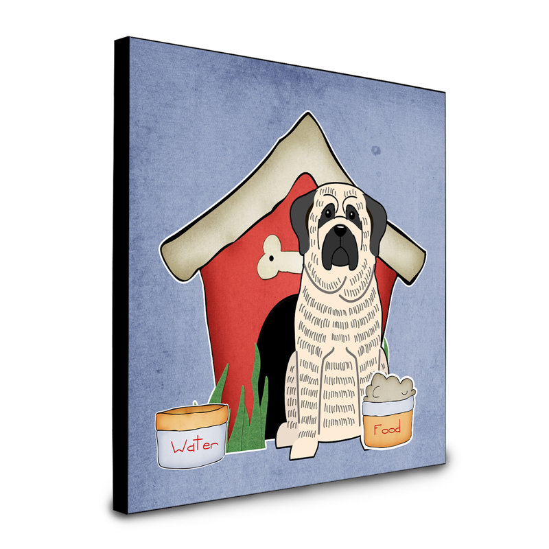 Panneau mural d’art collection dog house Scarvinia, Mastiff blanc bringé