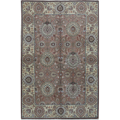 Tapis brun et doré de haute qualité noué à la main