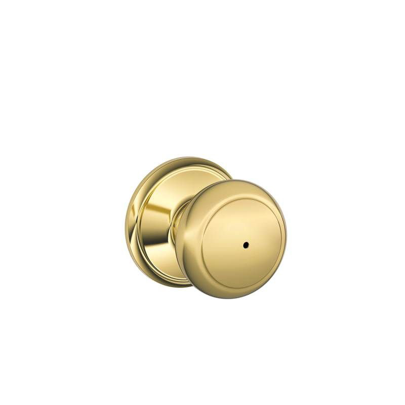 Andover Knob Bed and Bath Lock, Bright Brass/Bright Chrome