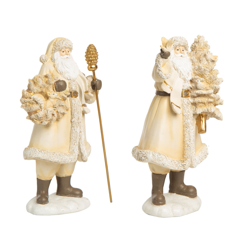  Ensemble de 2 décorations de Noël en résine pour père Noël doré