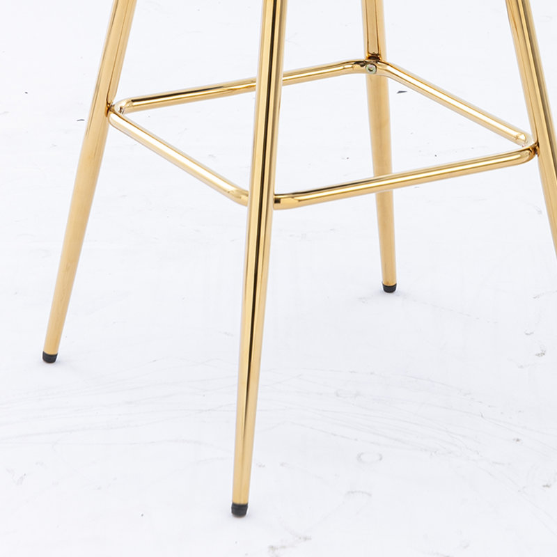 Amyris 30 inch Set of 2 Bar Stools,with Chrome Footrest Velvet Fabric Counter Stool Golden Leg Simple High Bar Stool, Blue