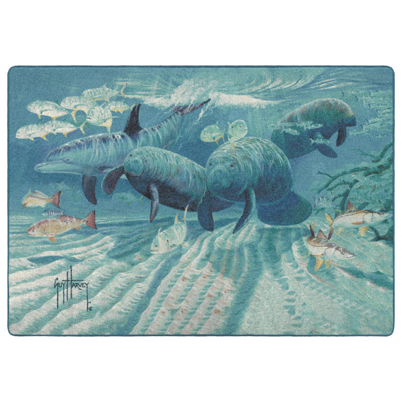 Tapis lamantin Guy Harvey Rivermates, Rectangle 7 pi 8 po x 10 pi 9 po