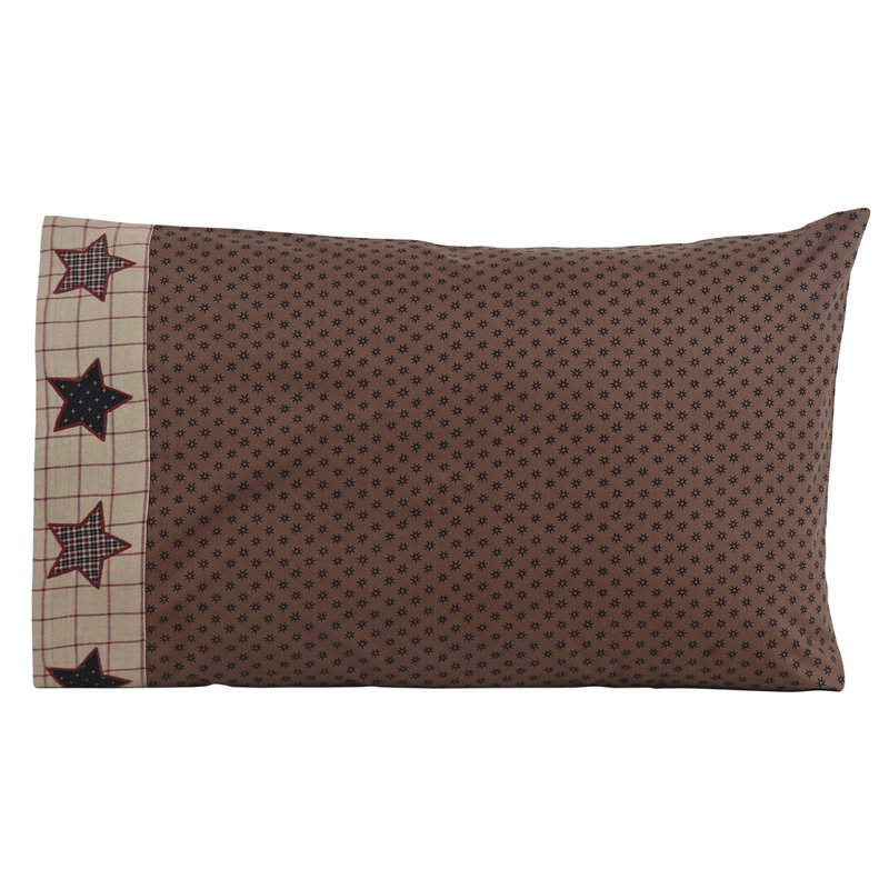 Bingham Star Chocolate Brown and Black Cotton Pillowcase Set