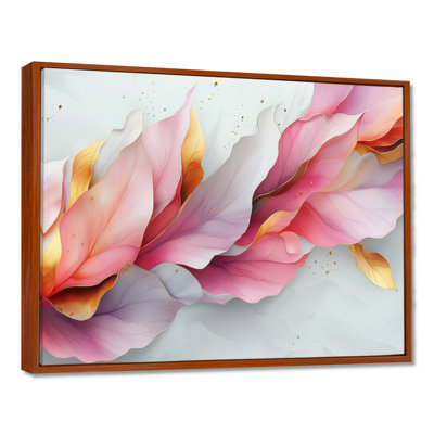 Or rose, veines élégantes de pétales de fleurs V - fleurs abstraites, art mural