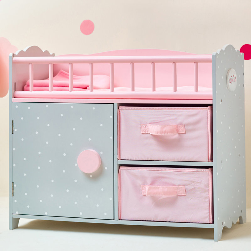  Olivia's Little World Polka Dots Princess Baby Doll Crib with Storage & Bedding