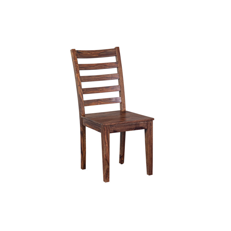 Chaise d'appoint cloutée en bois massif clermont, Marron foncé