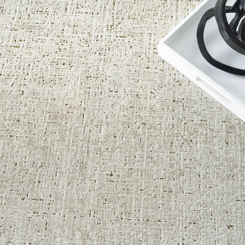 Abstract Machine Made Area Rug, Rectangle 274 x 366 cm, Ivory Beige