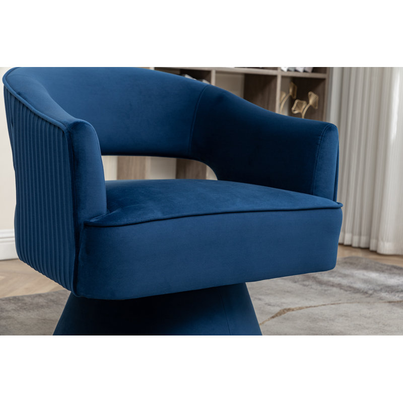 Fauteuil demi-tonneau Chynna, Velours bleu