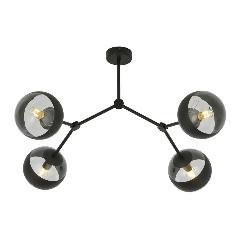 4 - Light Sputnik Chandelier, Transparent/Black
