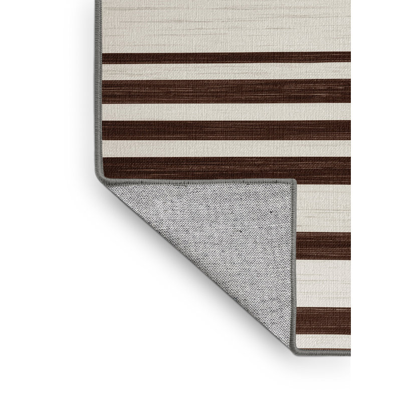 Tapis gris à rayures horizontales lavable à la machine, Carré 4 pi