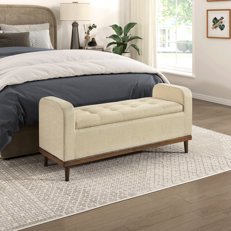 Banc de chambre à coucher Mid-Century, Light Brown