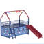 Lit mezzanine simple en métal avec glissade et rideau en métal Junior House, bleu marine et rouge Super Hero-1491869567