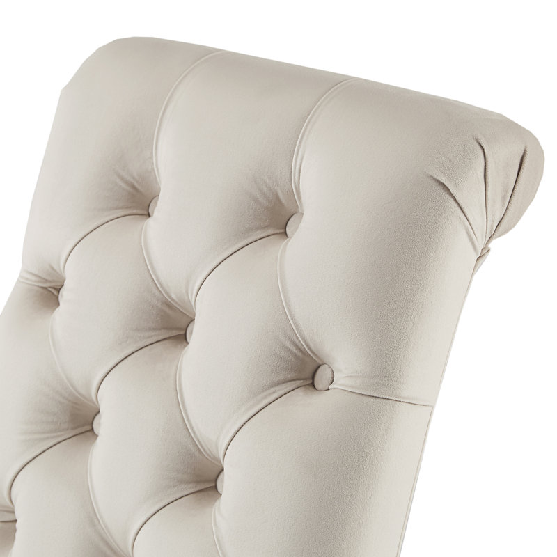Sienna 19.3'' H Tufted Upholstered Parsons Chair, Beige Velvet, Espresso
